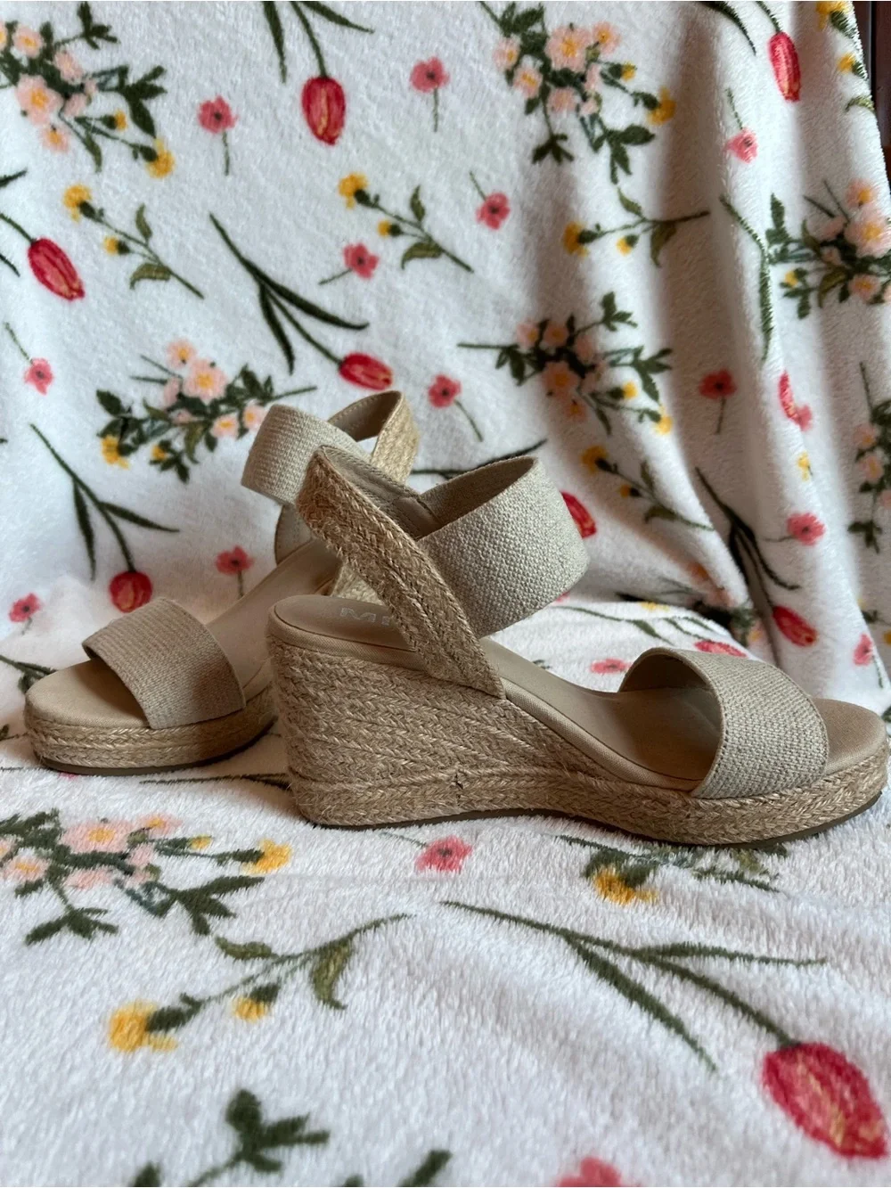 Neutral Beige Espadrille Wedge Sandals with Dual Straps